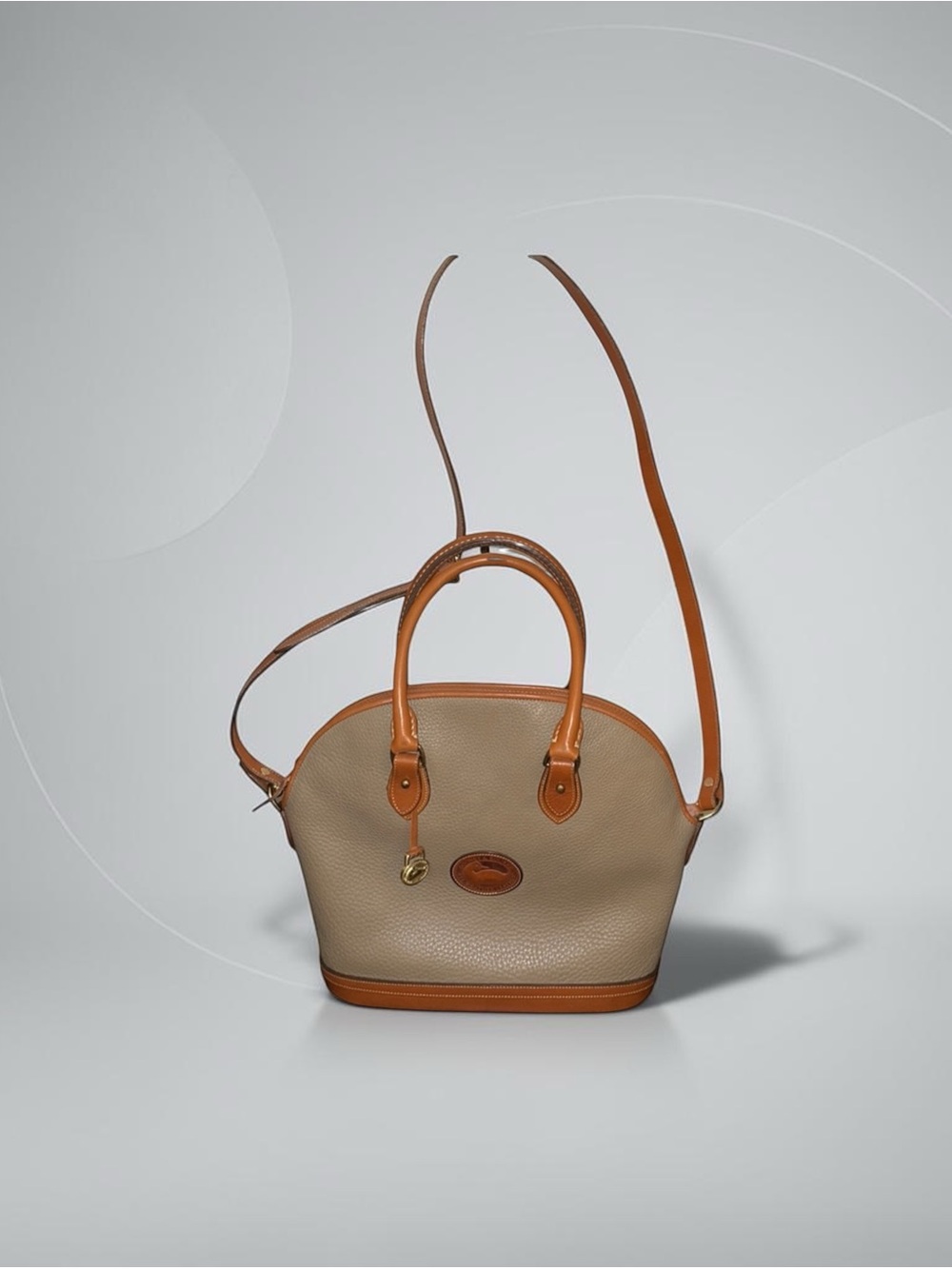 Vintage Dooney & Bourke All Weather Leather Norfolk Satchel Bag Taupe